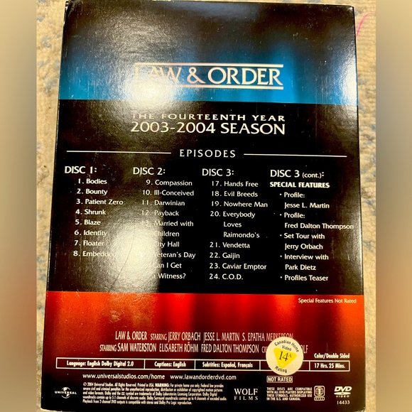 LAW & ORDER DVD Set 2003-2004 season , special features - Picture 3 of 5